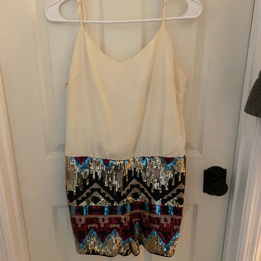 Sequin Romper Jealous Tomato size large